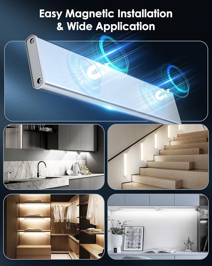 12in Under Cabinet Lighting Wireless, 2500mAh Rechargeable Motion Sensor Lights - Image 6