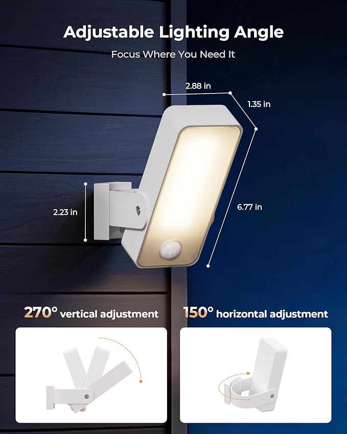 Motion Sensor Outdoor Light, 10000mAh Rechargeable Battery Operated Outdoor - Image 6