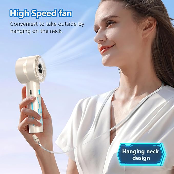 Portable High Speed Mini Handheld Fan, USB Rechargeable Neck Personal Mini Fan - Image 6