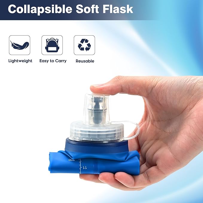 SLUXKE Soft Flask 2 Pack with Dust Cap, 17oz/500ml Flexible TPU Soft Water - Image 5