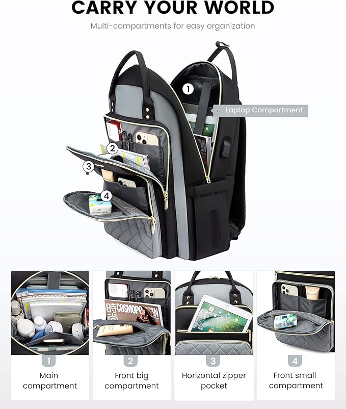 LOVEVOOK Laptop Backpack, High-Strength Tear-Resistant and Waterproof Oxford - Image 3