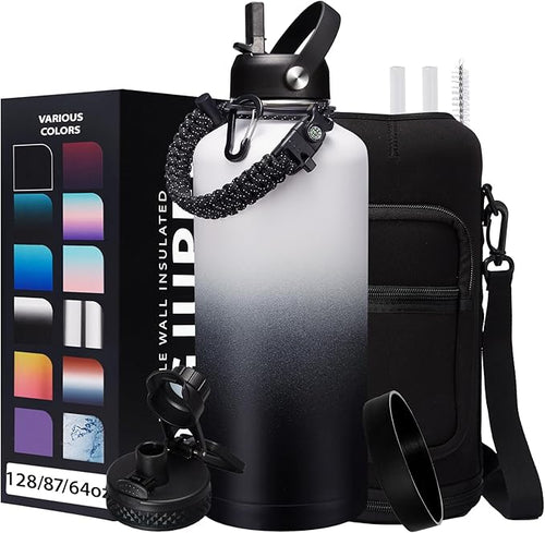 2/3 Gallon Water-Bottle with Straw & Spout Lids - 87oz Insulated Water Bottle by DIGJUPER