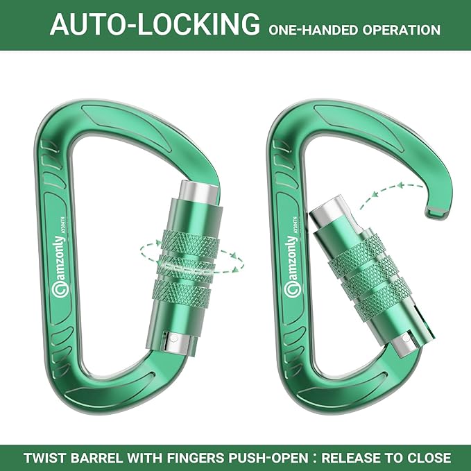 3inch Auto Locking Carabiner Clips Heavy Duty, 12KN /2697lbs Lightweight - Image 2
