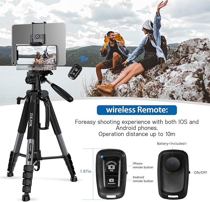 75" Camera Tripod, Heavy Duty Aluminum Camera Stand - Image 6