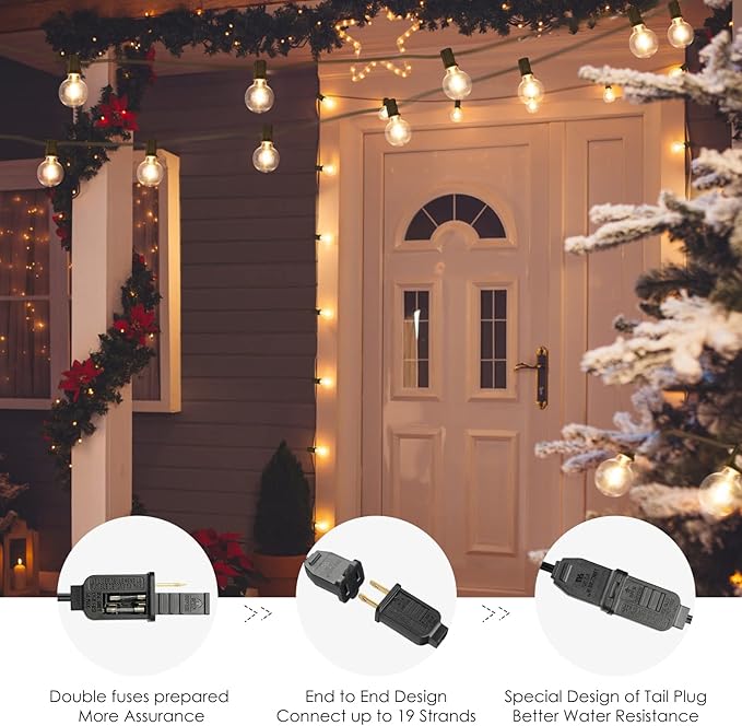 Mlambert 100Ft Outdoor String Lights, G40 Globe Patio Lights - Image 7