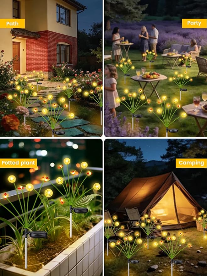 Solar Garden Lights Outdoor, Solar Swaying Dandelion Bee Lights Waterproof - Image 7