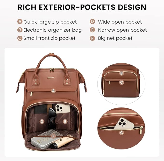 Leather Laptop Backpack for Women - 17in - Image 3
