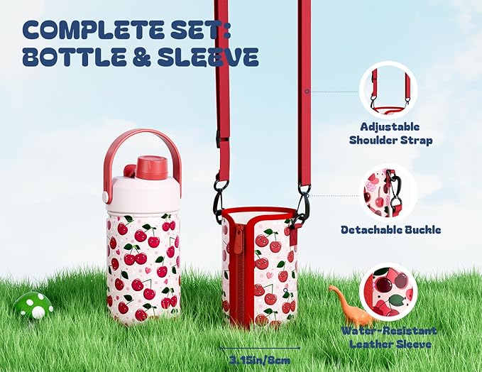 12 oz Kids Water Bottle for Girls: Leakproof, Durable Straw Spout Lid, 24H Cold - Image 3