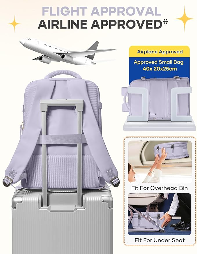 coofay Large Carry On Backpack Flight Approved Personal Item Travel Backpack - Image 8