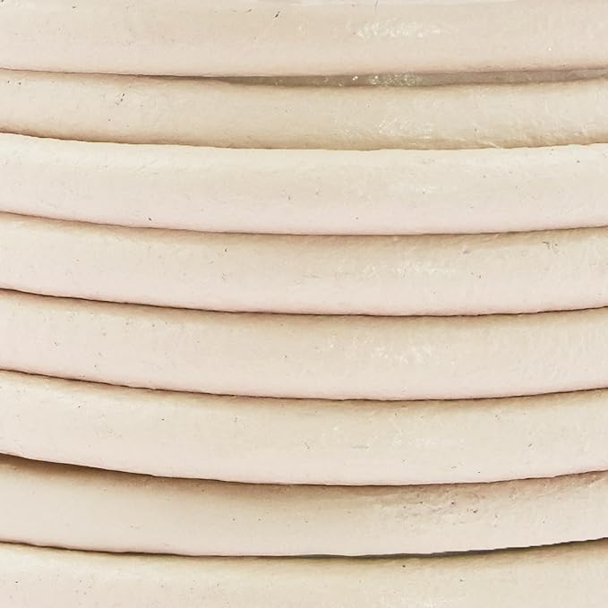 Mandala Crafts Round Genuine Cream Leather Cord - Image 3