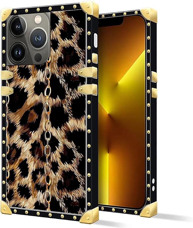 Compatible with iPhone 13 Pro Case, Seamless Gold Chain Leopard Luxury Golden - Image 2
