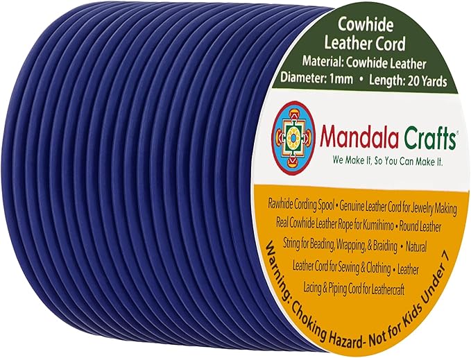 Mandala Crafts Round Genuine Navy Blue Leather Cord by MandalaCrafts