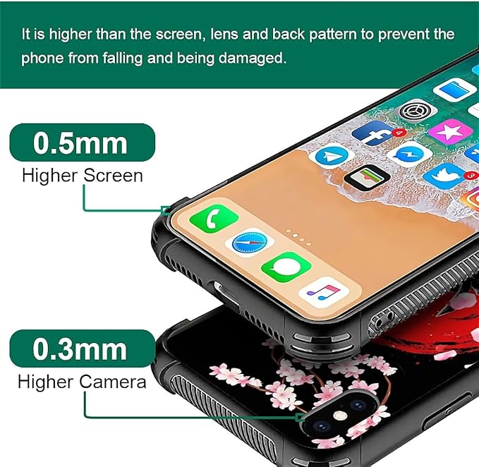 for iPhone Xs Max Case, Sakura Japanese Samurai Pattern Graphic Design Girl Boy - Image 2