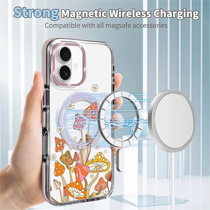 Case for iPhone 16, Retro Mushroom Sunflower Phone Case Design，for Women Girls - Image 4
