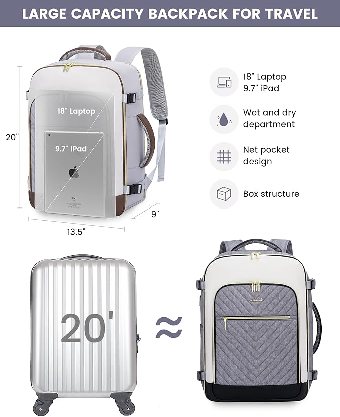 LOVEVOOK Large Travel Backpack for Women, 50L Carry on Backpack Airplane - Image 5