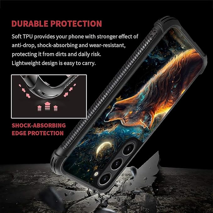 for Samsung Galaxy S23 Plus Case, Star Cave Hungry Wolf Pattern Graphic Design - Image 2