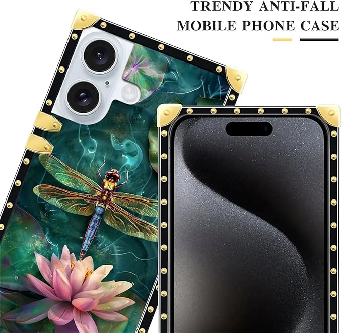 Compatible with iPhone 16 Plus Case, Colourful Dragonfly Pink Lily Pads Luxury - Image 5