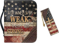 Small Bible Cover Case for Women Men Amercan Flag and Cross PU Leather Bible by Unknown