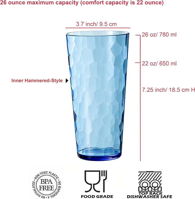 KOXIN-KARLU Mixed Drinkware 26-ounce Plastic Tumbler Acrylic Water Glasses - Image 2