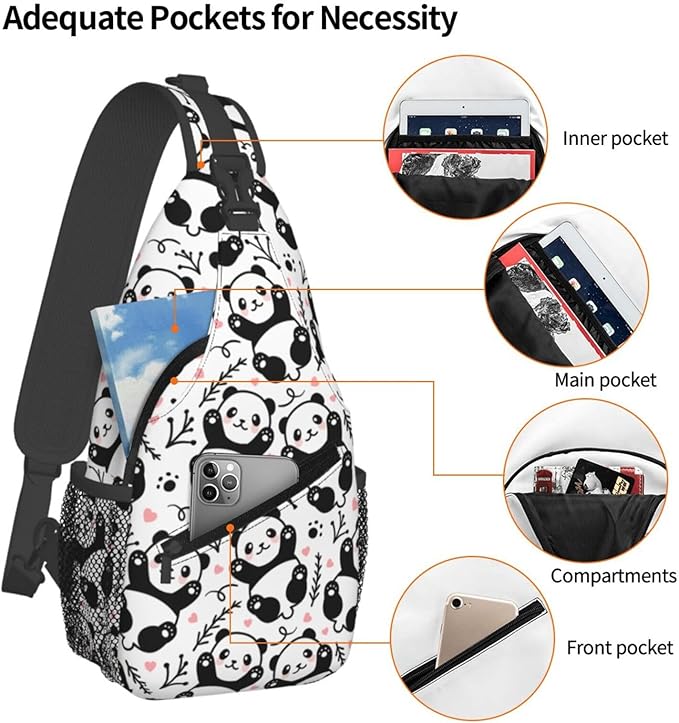 Cute Panda Sling Bag For Women Men Funny Backpack Crossbody Shoulder Bag Sling - Image 4