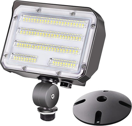 60W LED Flood Light with Knuckle, Outdoor Security Fixture Dusk-to-Dawn by SZGMJIA