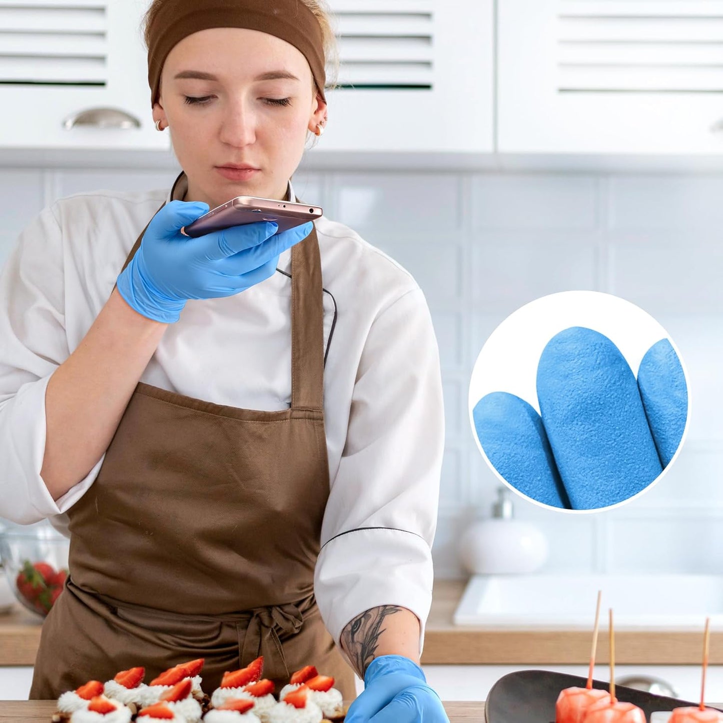 Disposable Nitrile Exam Gloves, Blue, Nitrile Gloves Disposable Latex Free, Medical Gloves, Cleaning Gloves, Food-Safe Rubber Gloves, Powder Free, Non-Sterile, 50-ct Box (Large)