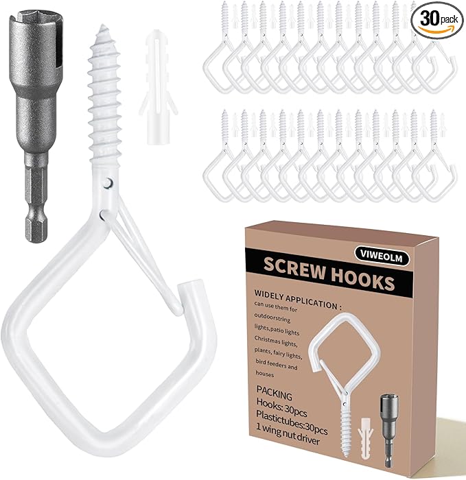 30 Pcs White Eye Hooks Screw Heavy Duty, Ceiling Hooks by Unknown