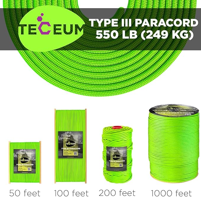 TECEUM 5/32" Paracord Rope 1000 – 1000ft / 200ft / 100ft / 50ft – Tactical - Image 9