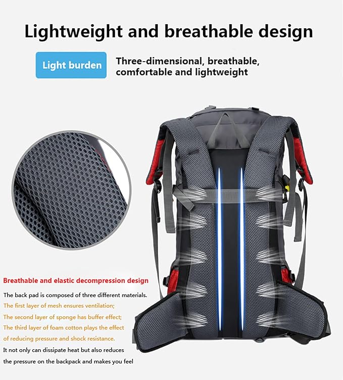 Bseash 60L Waterproof Hiking Camping Backpack - Image 8