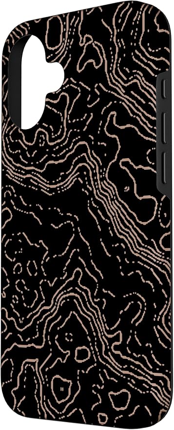 Topography Black & Brown Abstract Pattern Topographic Map Case - Image 2