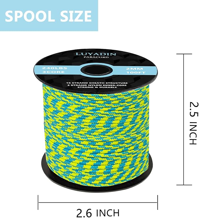 Paracord 240lb - Diameter 2mm Micro Utility Cord -3 Strand Parachute Spool Cord - Image 2