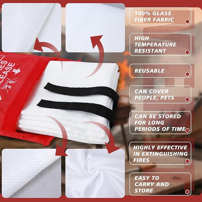 Ougist 2 Pack Emergency Fire Blanket - Image 3