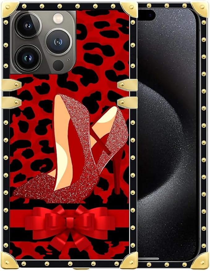 Compatible with iPhone 16 Pro Case, Elegant High Heels Luxury Golden Decoration by Unknown