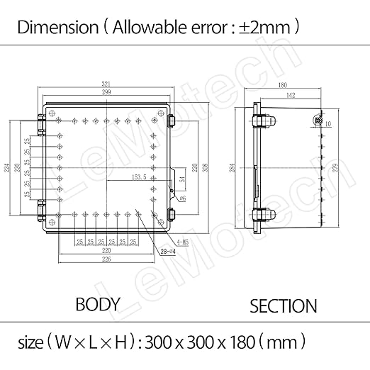 LeMotech Electrical Box, IP67 Waterproof Hinged Cover Stainless Steel Latch - Image 7