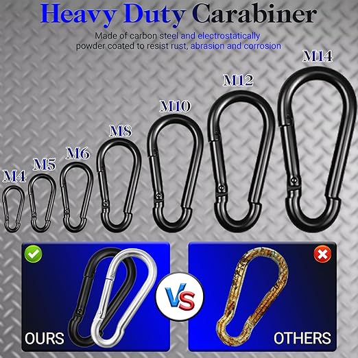 200 Pack 2.36" Heavy Duty Snap Hook Carabiners - Image 4