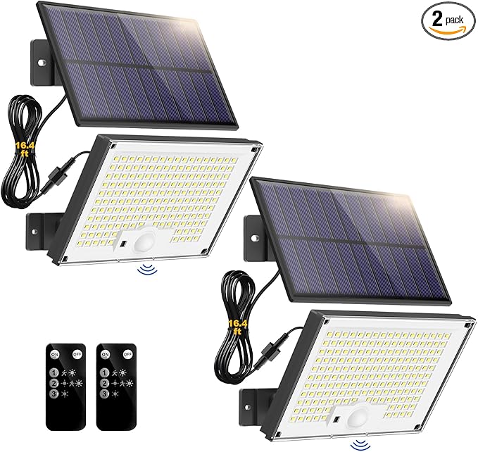 Gusicil Solar Lights for Outside, 172LED 3Modes Split Motion Sensor Outdoor by Gusicil
