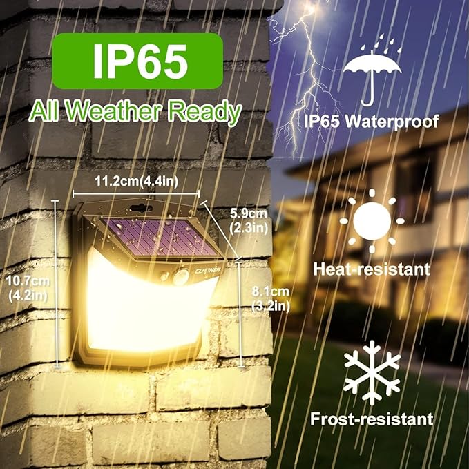CLAONER Solar Lights Outdoor, Motion Sensor Lights 3 Working Modes - Image 4