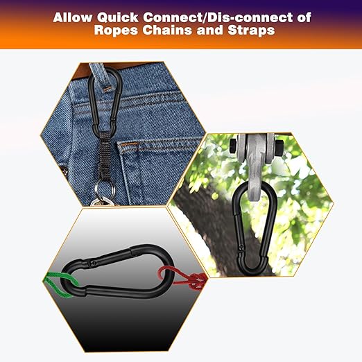 60PCS M8 Heavy Duty Carabiner Clip, 3Inch Snap Hook Quick Link Small Carabiner - Image 6