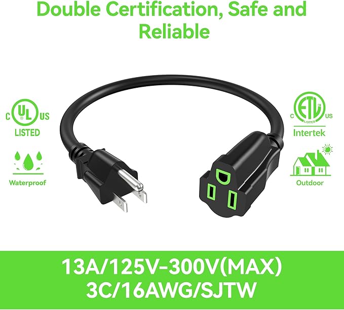 Power Extension Cord 4FT/48Inch, 3 Prong Grounded Electric Extension Cable - Image 2
