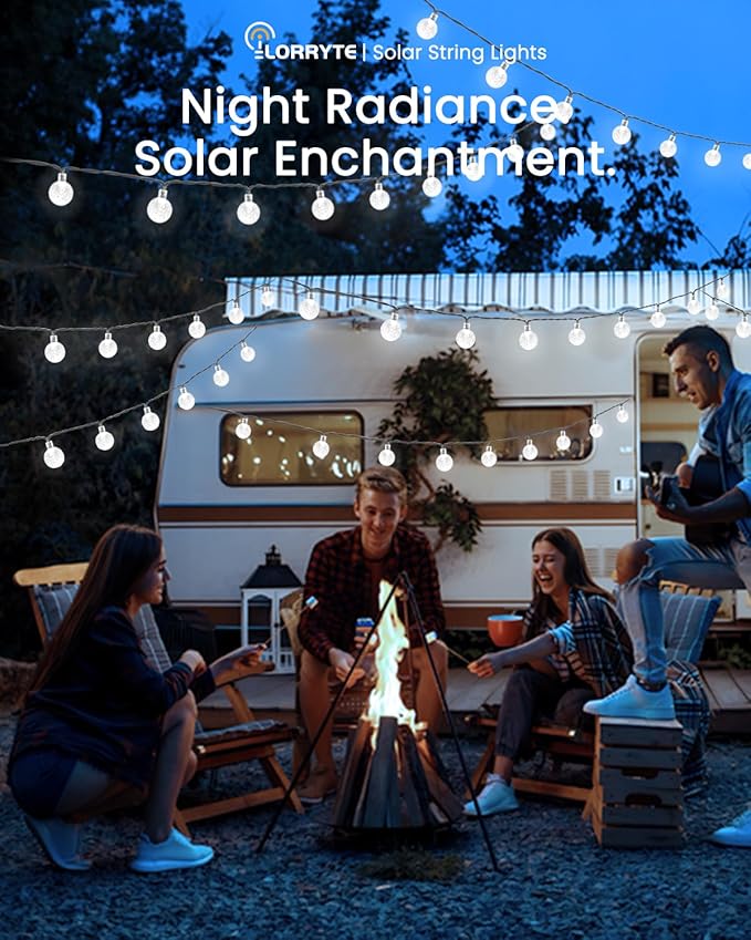 2-Pack 72FT 120 LED White Crystal Globe Solar String Lights Outdoor, Waterproof - Image 4