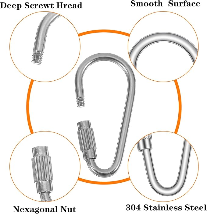Nogeqi 15 Pcs Small Locking Carabiner, 1.4" D-Ring Key Hooks - Image 5