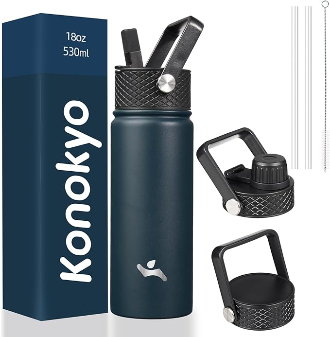 Konokyo 18 oz Insulated Water Bottle Stainless Steel Sport Bottles by Konokyo