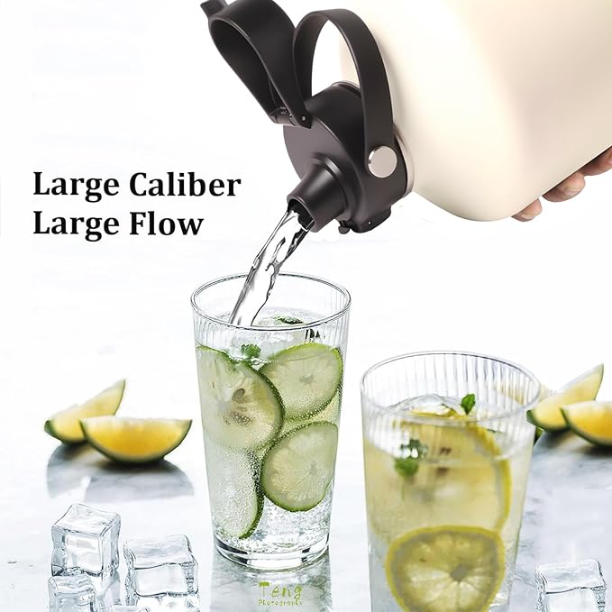 Water Bottle Insulated 32oz 40oz 64oz 128oz Straw Lid Spout Lid & 3 Lids - Image 7
