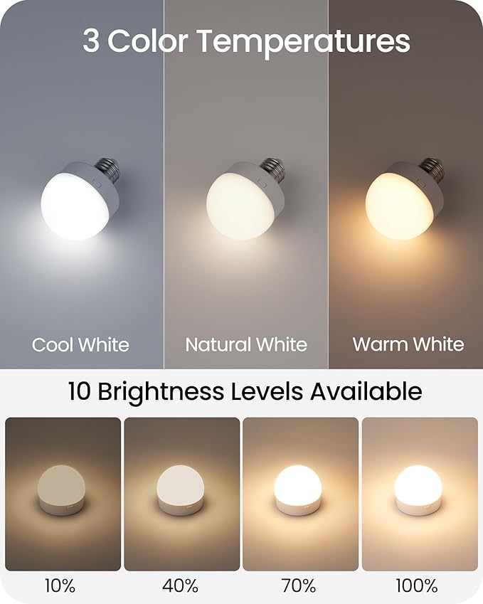 Rechargeable Light Bulbs with Remote Control 4 Packs, Battery Operated Light - Image 3