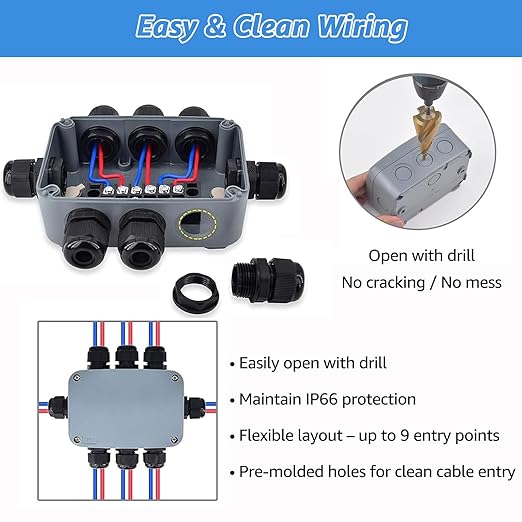 Outdoor Junction Box, Nineleaf IP66 Weatherproof Electrical Project Boxes - Image 5