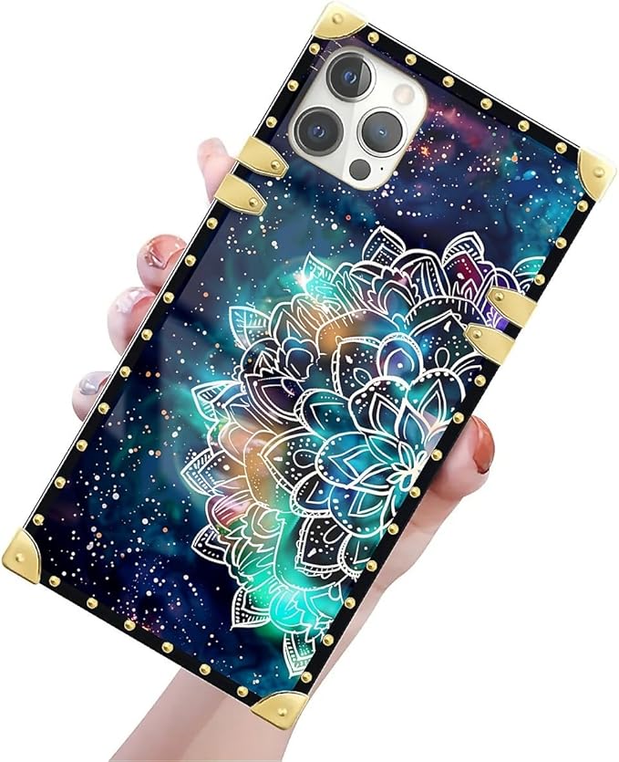 Compatible with iPhone 12 Case, Starry Sky Colourful Mandala Luxury Golden - Image 3