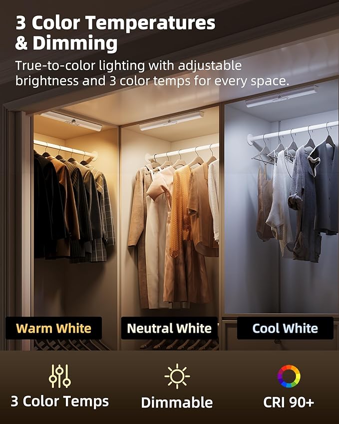 EZVALO 17-Inch LED Motion Sensor Closet Light, Rechargeable 3600mAh Battery - Image 5