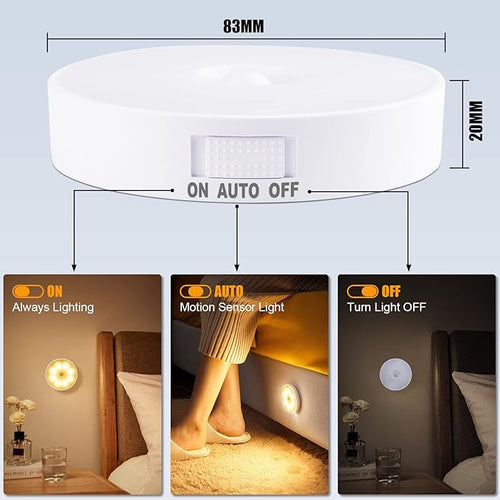 8 LEDs Motion Sensor Light Indoor, Night Light USB Rechargeable, 3 Light Modes - Image 2