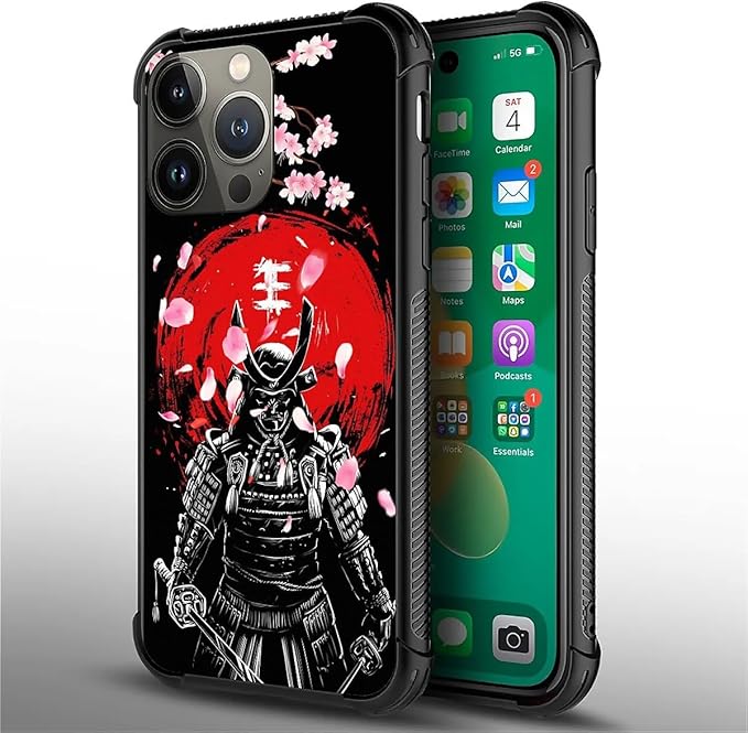 for iPhone 13 Pro Max Case, Sakura Japanese Samurai Pattern Graphic Design Girl - Image 2