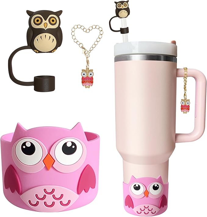 Silicone Boot for Stanley 40oz Tumbler, Owl Straw Cover Bottom Protector by Unknown
